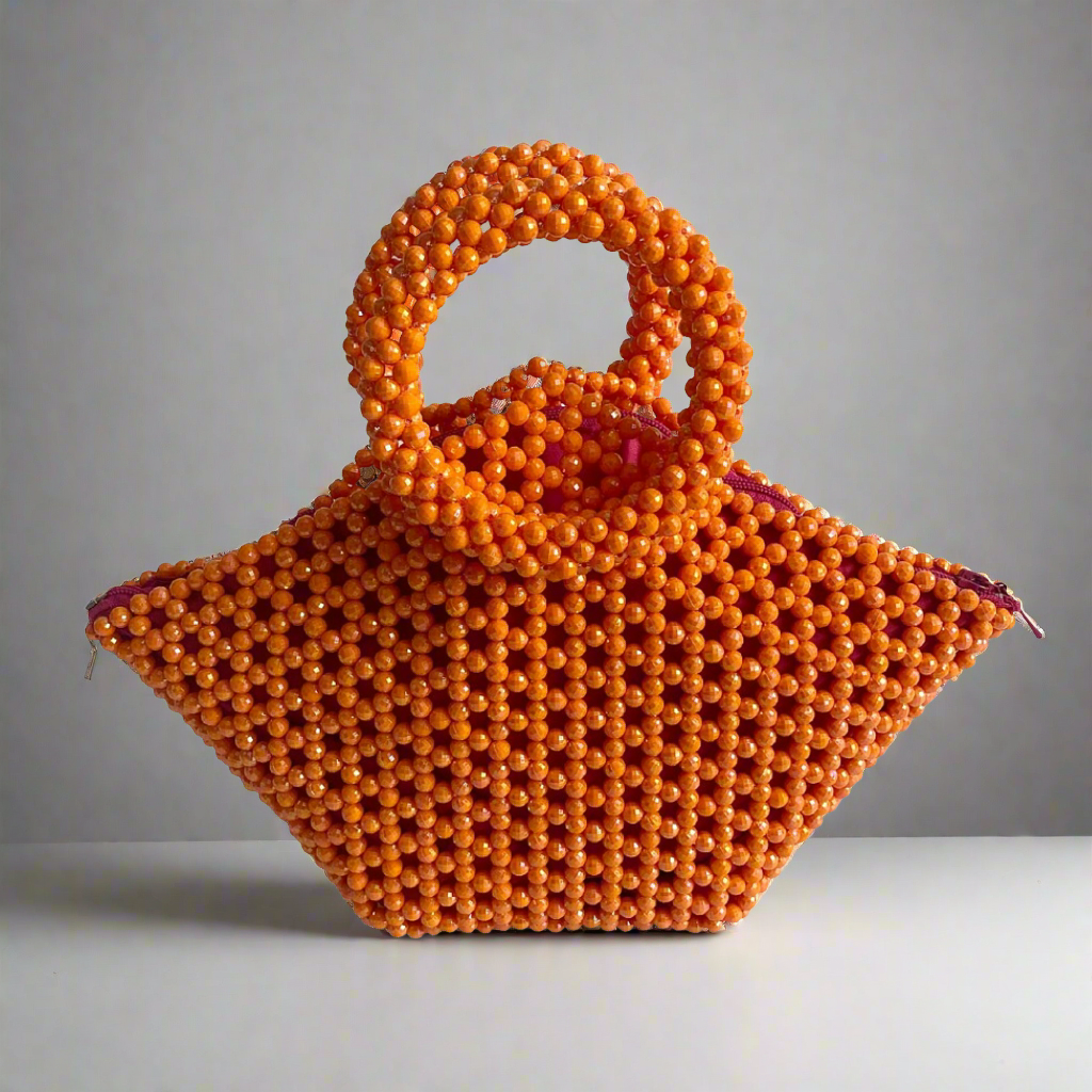 'FLAWLESS' Handcrafted Orange Beaded Bag - Blanksn Jewellery-[motivational and inspirational Jewellery]- [beautiful Jewellery]