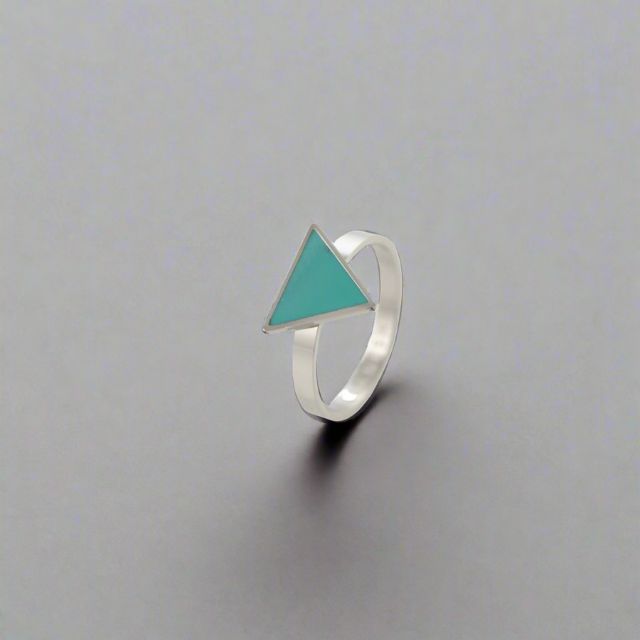 Wisdom Turquoise Triangle Ring Silver - Blanksn Jewellery-[motivational and inspirational Jewellery]- [beautiful Jewellery]
