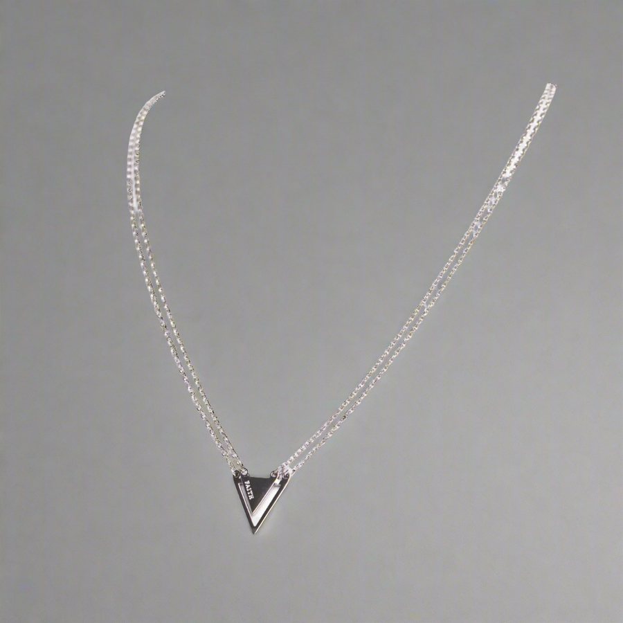 Faith Triangle Double Chain Necklace Silver - Blanksn Jewellery-[motivational and inspirational Jewellery]- [beautiful Jewellery]