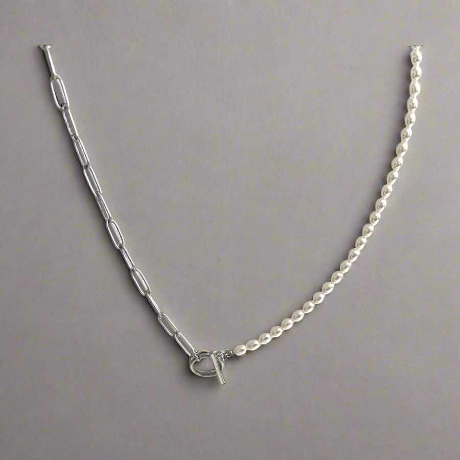 Pearl and Stainless Steel Necklace Silver, [motivational and inspirational Jewellery], [beautiful Jewellery]