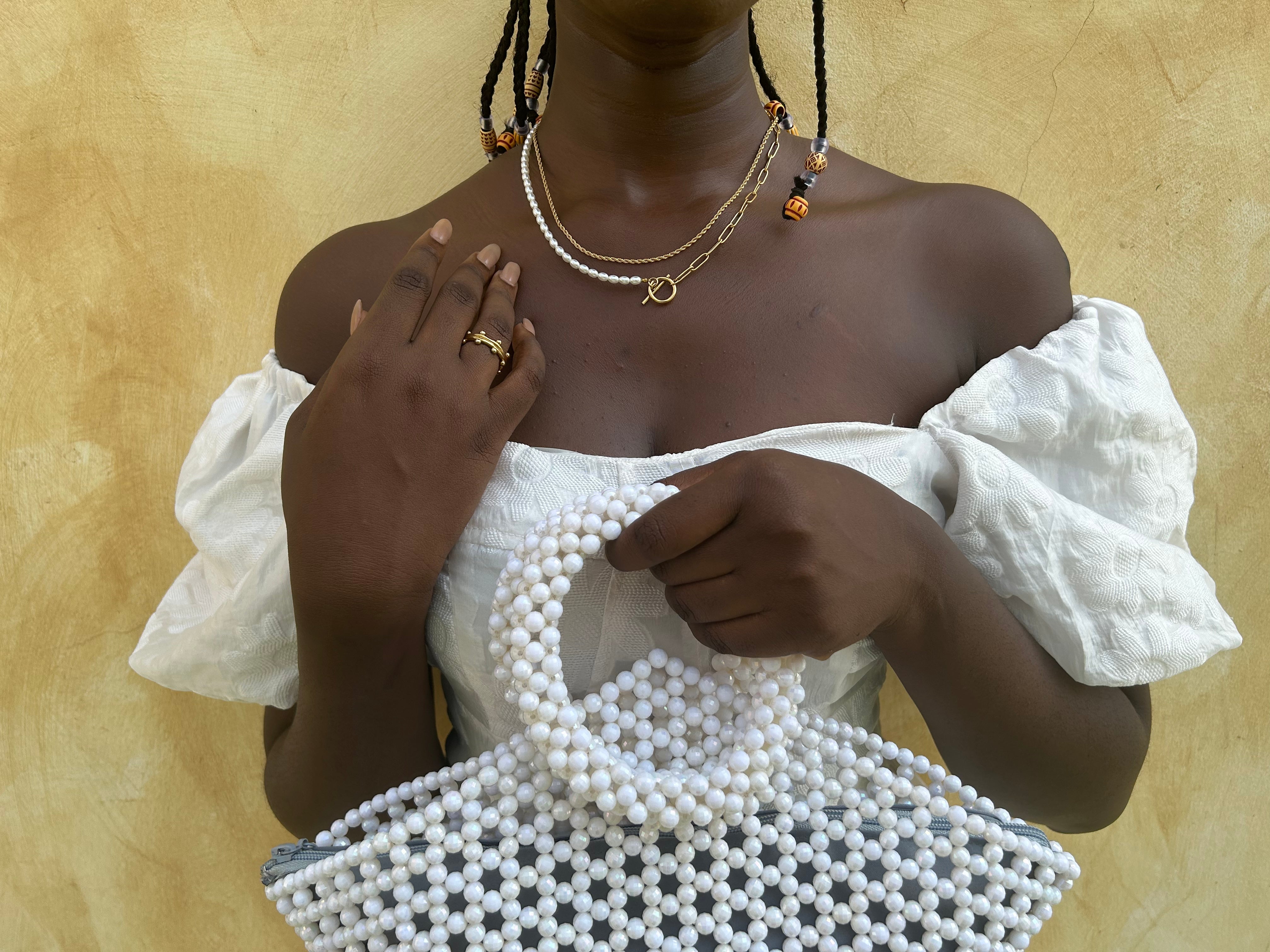 Pearl and Stainless Steel Necklace Gold, [motivational and inspirational Jewellery], [beautiful Jewellery]