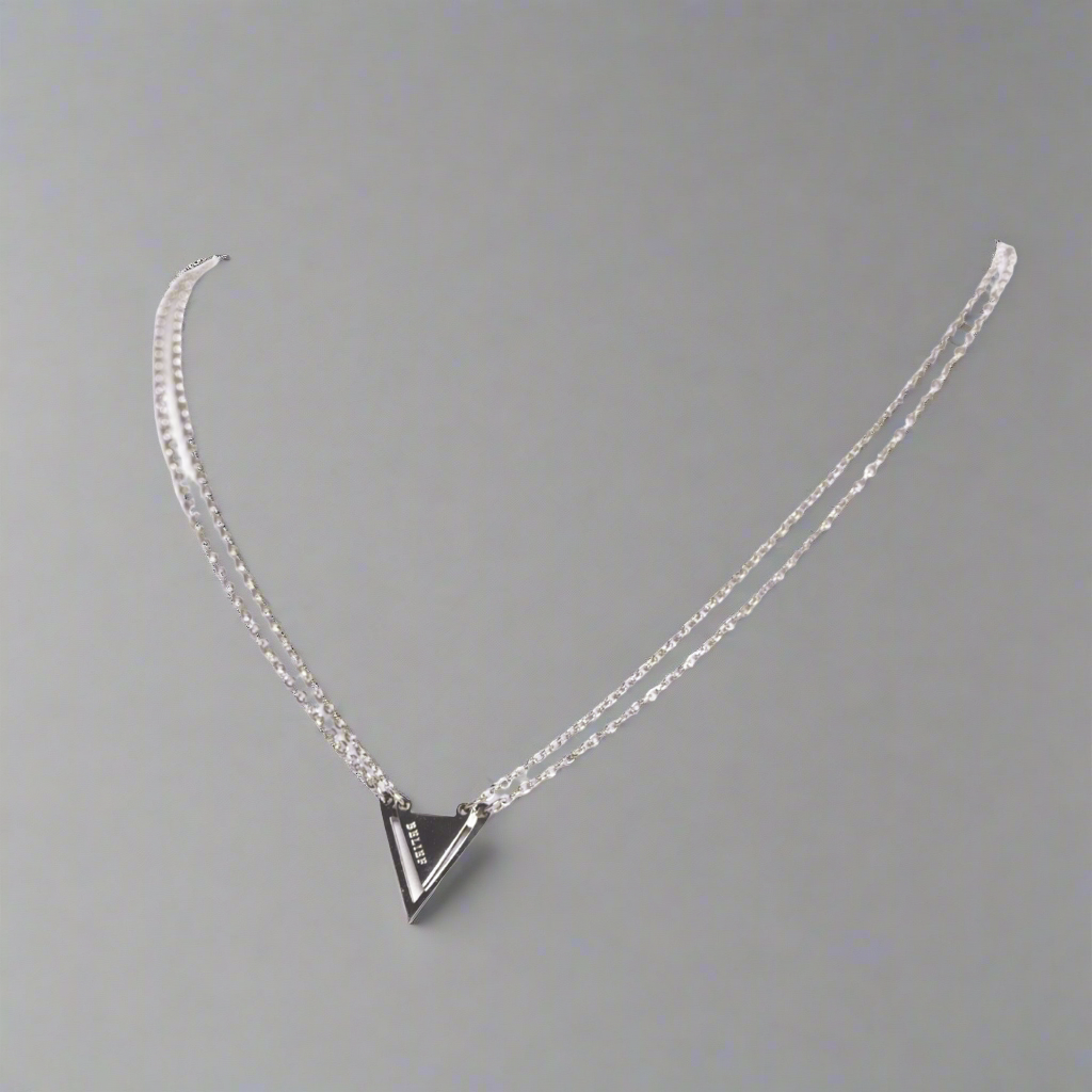 Belief Triangle Double Chain Necklace Silver | Inspirational Jewellery