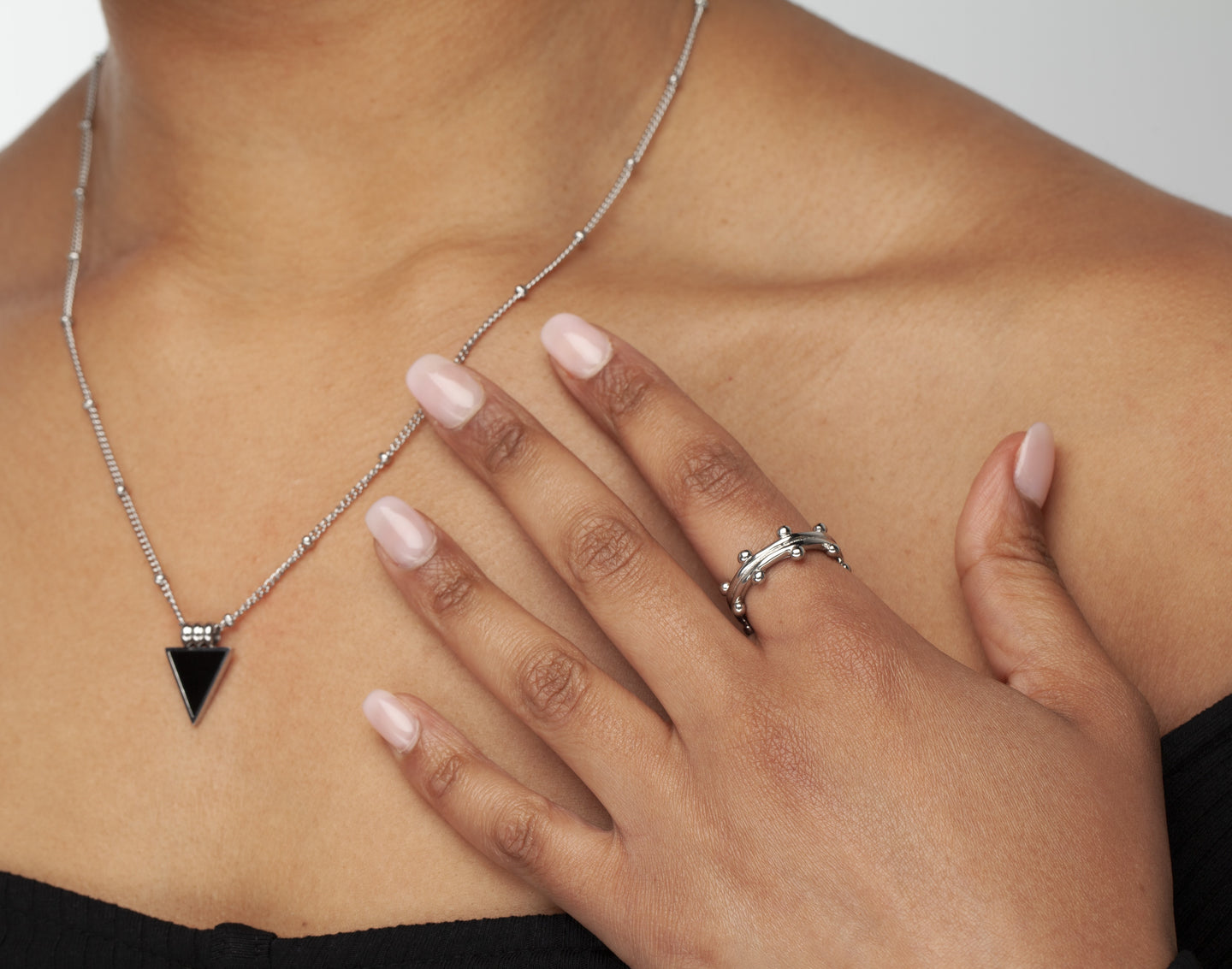 power black and silver ball necklace stainless steel