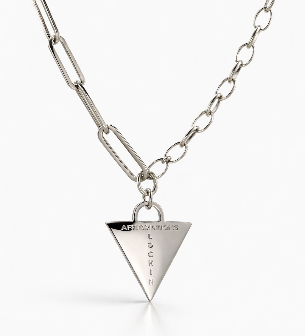 Affirmations Padlock Chunky Necklace Silver, [motivational and inspirational Jewellery], [beautiful Jewellery]