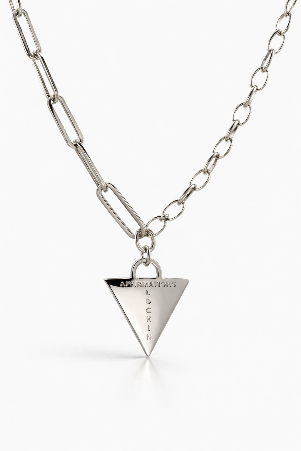 Affirmations Padlock Chunky Necklace Silver, [motivational and inspirational Jewellery], [beautiful Jewellery]