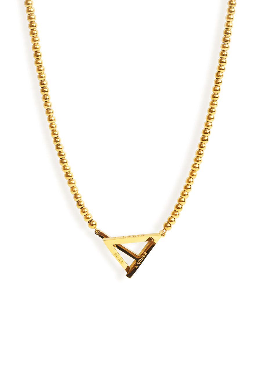 Born a Queen Stainless Steel Beaded Necklace in Gold– A symbol of strength and empowerment. [Motivational and inspirational jewellery], [beautiful jewellery].