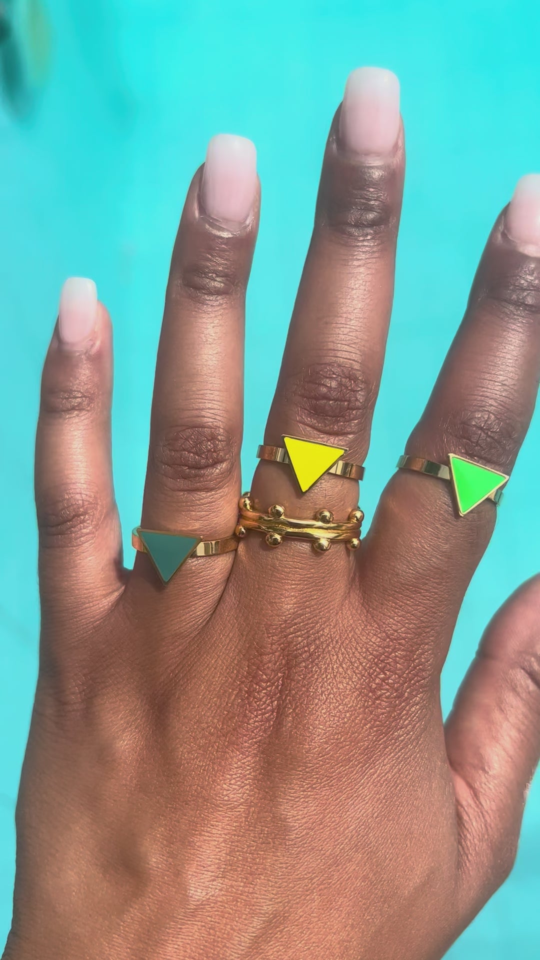 Happiness Yellow Triangle Ring Gold, [motivational and inspirational Jewellery], [beautiful Jewellery]