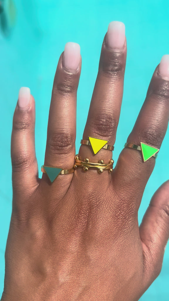 Happiness Yellow Triangle Ring Gold, [motivational and inspirational Jewellery], [beautiful Jewellery]