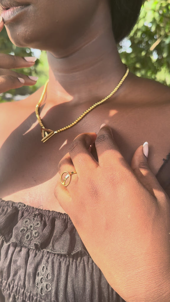 Born a Queen Stainless Steel Beaded Necklace in Gold– A symbol of strength and empowerment. [Motivational and inspirational jewellery], [beautiful jewellery].
