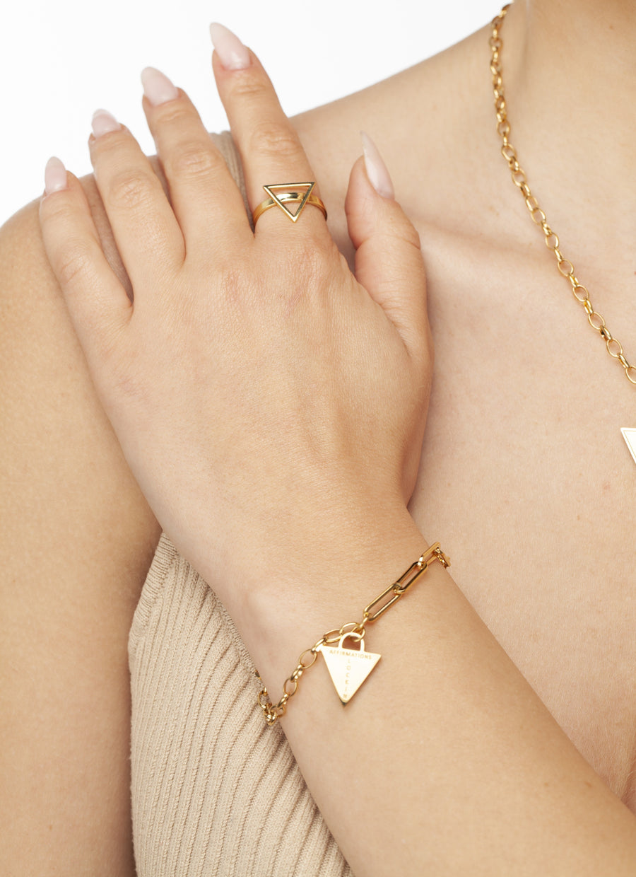Affirmations Padlock Chunky Bracelet Gold, [motivational and inspirational Jewellery], [beautiful Jewellery]