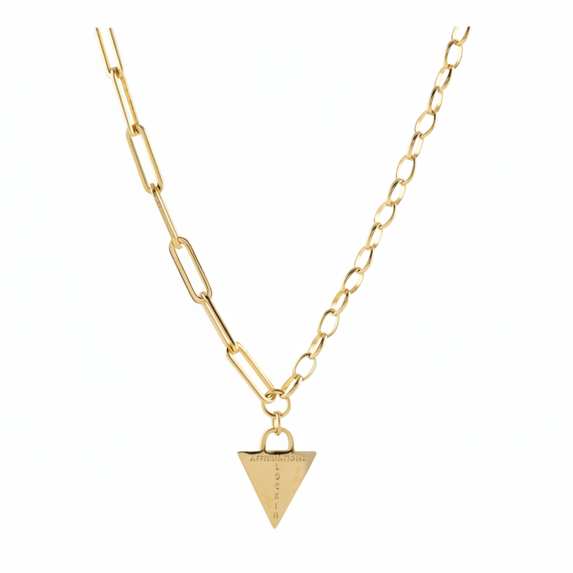 Affirmations Padlock Chunky Necklace Gold [motivational and inspirational Jewellery], [beautiful Jewellery]