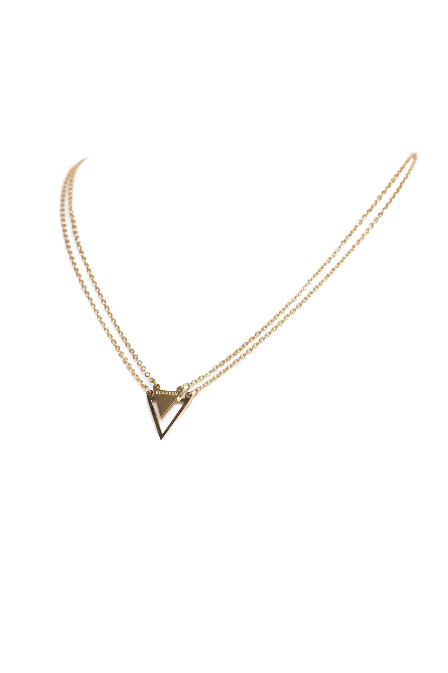 Strength Triangle Double Chain Necklace Gold | Inspirational Jewellery