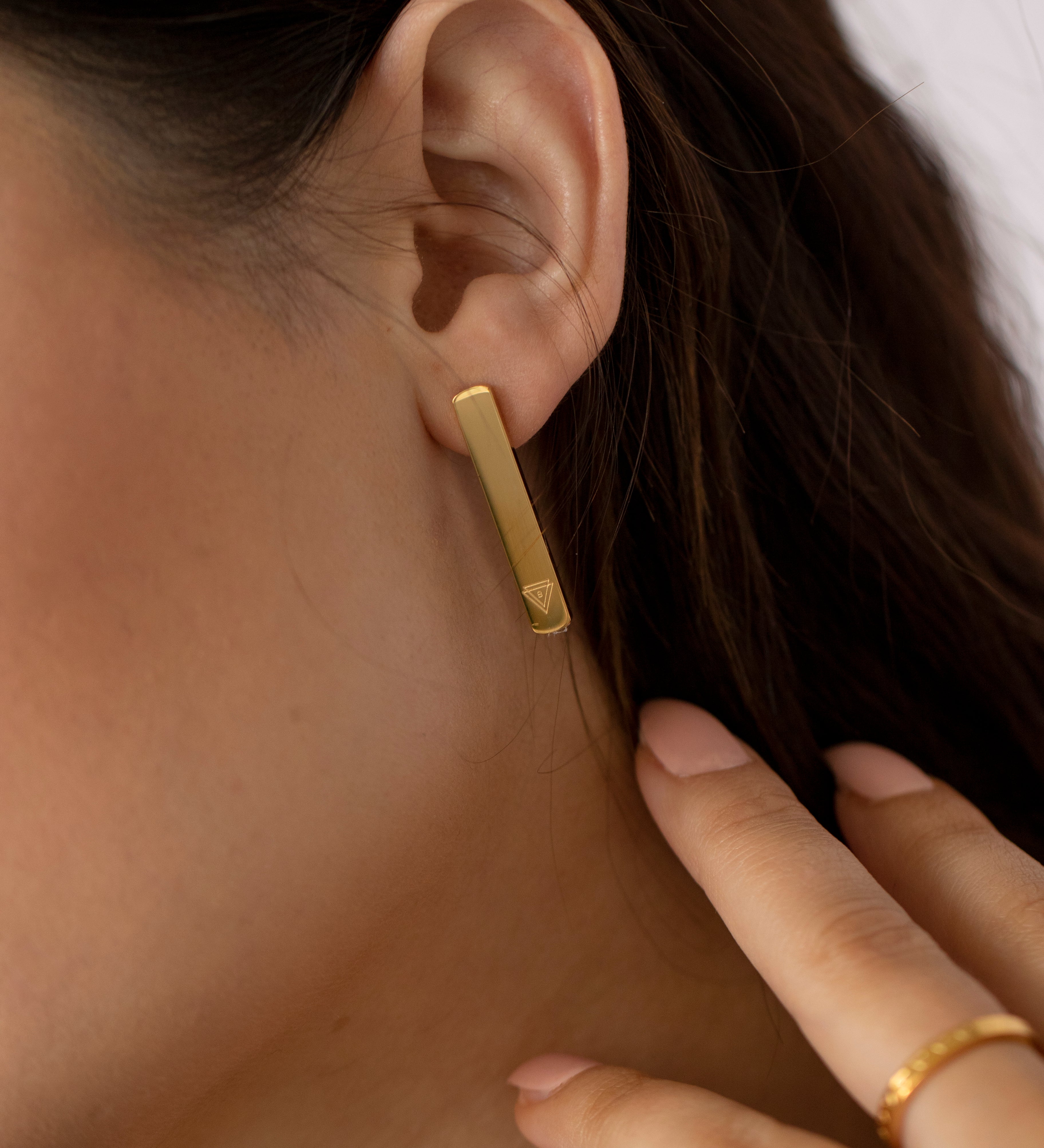 The 'I' Self Love Bar Drop Earrings Gold