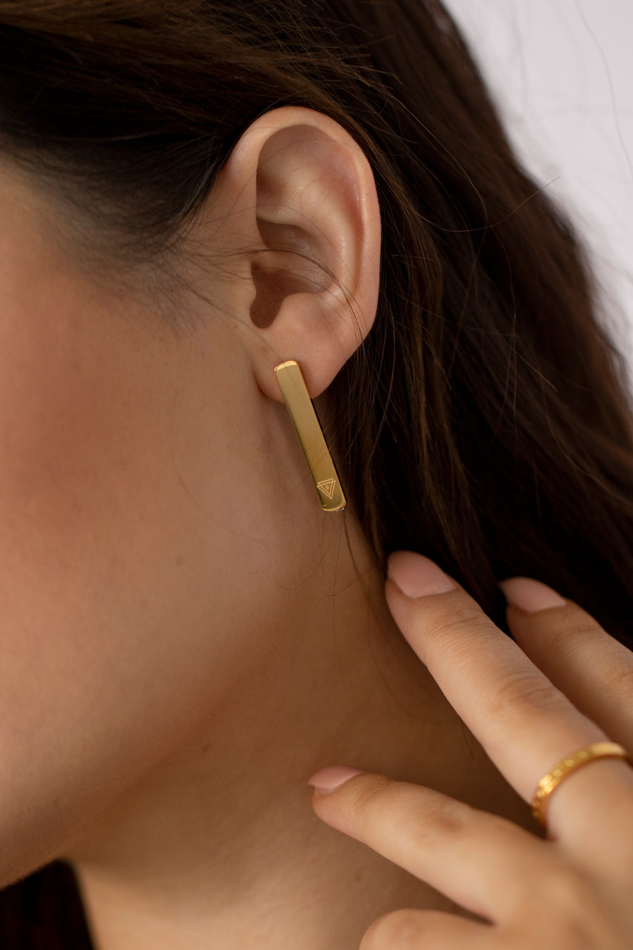 The 'I' Self Love Bar Drop Earrings Gold