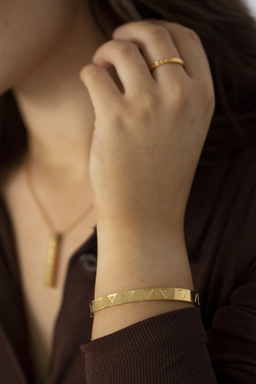 Born a Queen Triangle Bangle Gold | Inspirational Jewellery