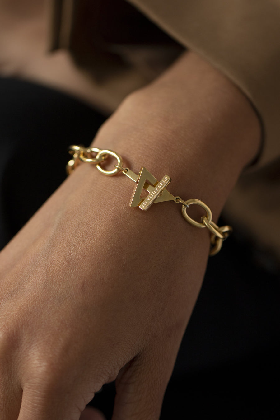 Believe In Yourself Chunky Chain Bracelet Gold | Inspirational Jewellery