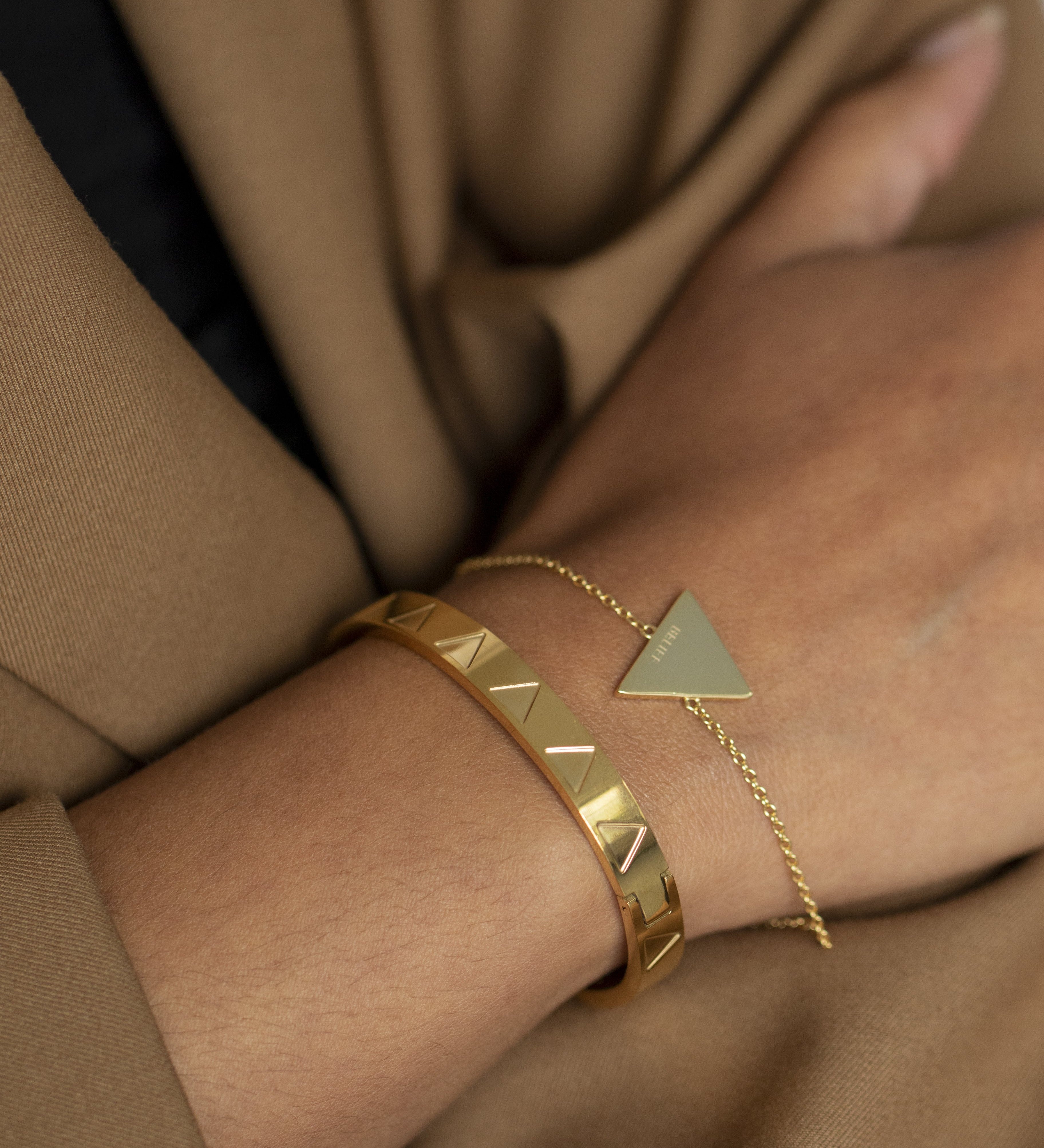 Born a Queen Triangle Bangle Gold | Inspirational Jewellery
