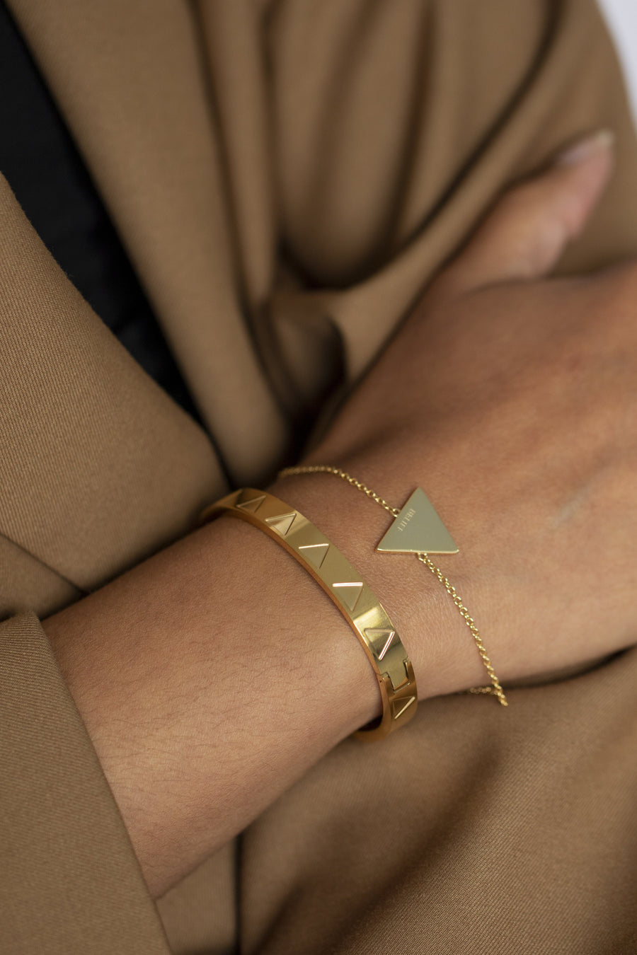 Born a Queen Triangle Bangle Gold | Inspirational Jewellery