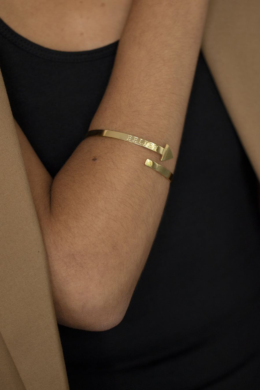 Belief Arrow Bangle Gold | Inspirational Jewellery