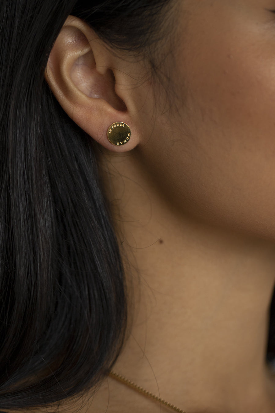 Woman In Power Studs Gold | Inspirational Jewellery