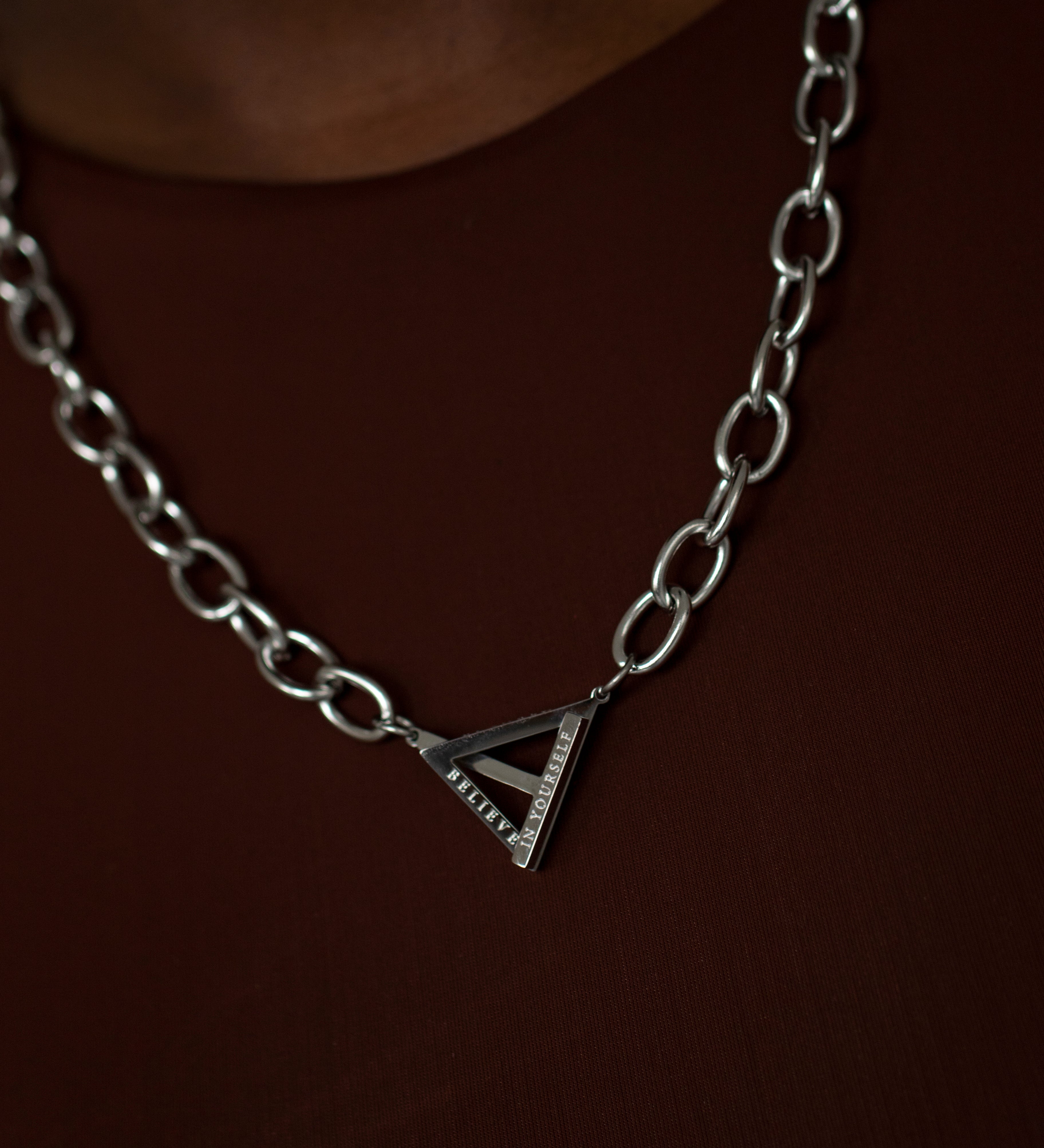 Believe In Yourself Chunky Chain Necklace Silver