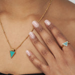 Wisdom Turquoise Triangle Ring Gold, [motivational and inspirational Jewellery], [beautiful Jewellery]