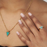 Wisdom Turquoise Triangle Ring Gold, [motivational and inspirational Jewellery], [beautiful Jewellery]