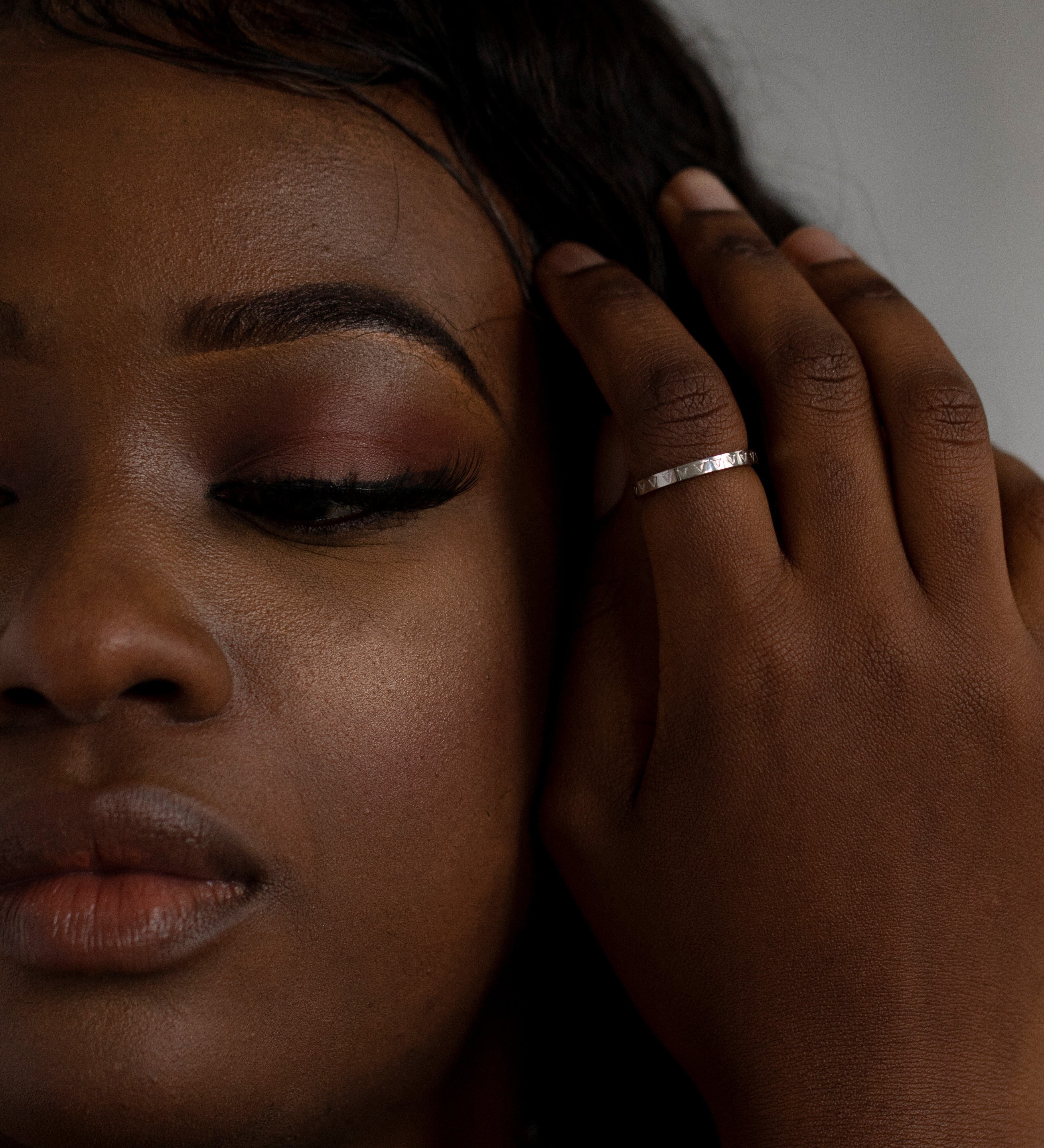 Female Energy Triangle Engraved Ring Silver | Inspirational Jewellery