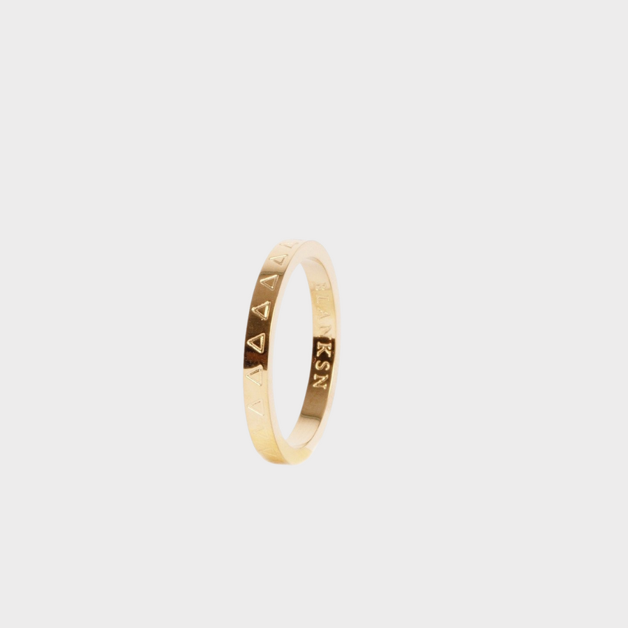 Female Energy Triangle Engraved Ring Gold | Inspirational Jewellery