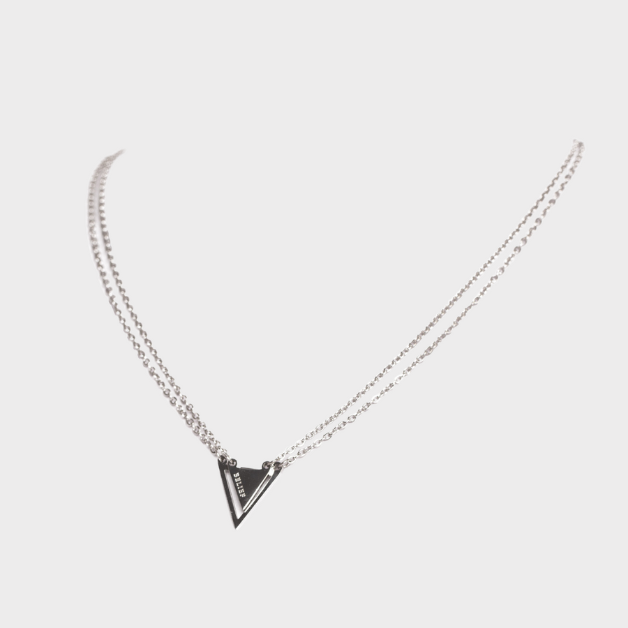 Belief Triangle Double Chain Necklace Silver | Inspirational Jewellery