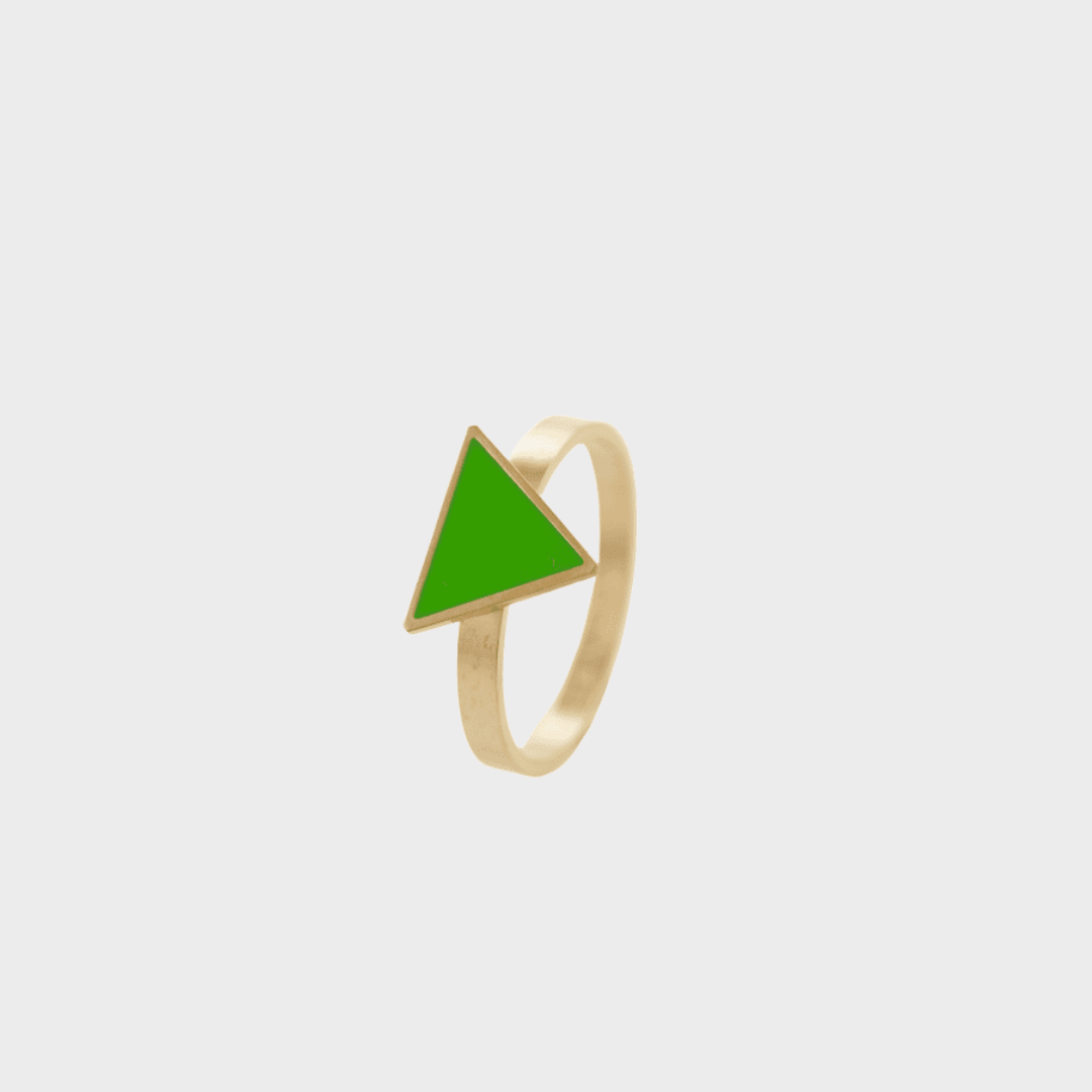 Healing Green Triangle Ring Gold, [motivational and inspirational Jewellery], [beautiful Jewellery]