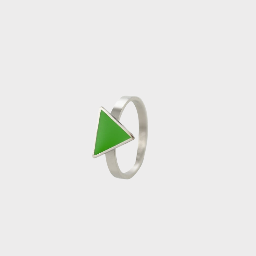 Healing Green Triangle Ring Gold, [motivational and inspirational Jewellery], [beautiful Jewellery]