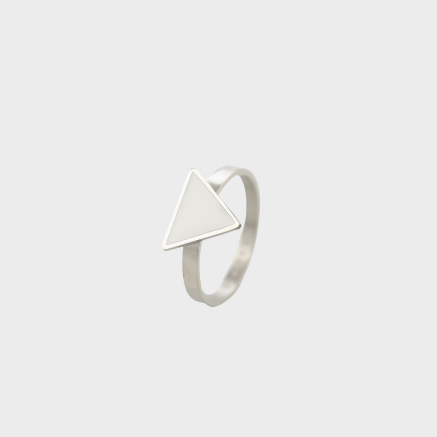 Purity White Triangle Ring Silver, [motivational and inspirational Jewellery], [beautiful Jewellery]