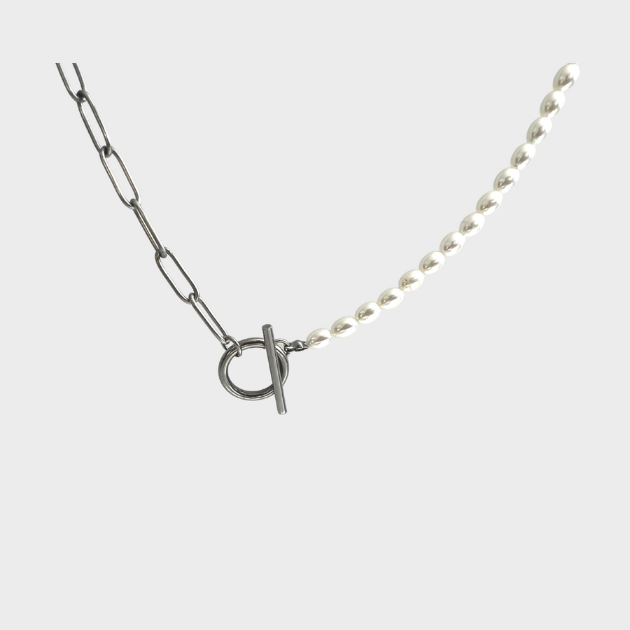 Pearl and Stainless Steel Necklace Silver, [motivational and inspirational Jewellery], [beautiful Jewellery]