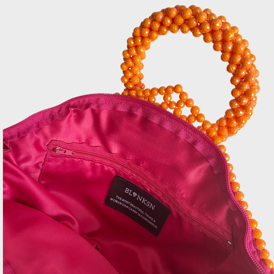 'FLAWLESS' Handcrafted Orange Beaded Bag - Blanksn Jewellery-[motivational and inspirational Jewellery]- [beautiful Jewellery]
