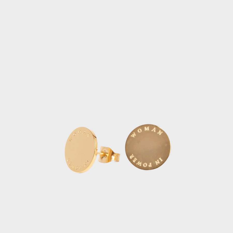 Woman In Power Studs Gold | Inspirational Jewellery