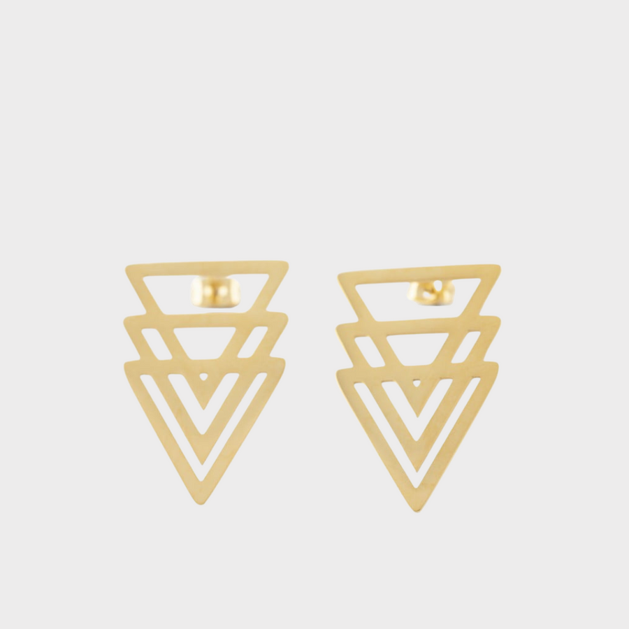 Energy Triangle Drop Earrings Gold, [motivational and inspirational Jewellery], [beautiful Jewellery]