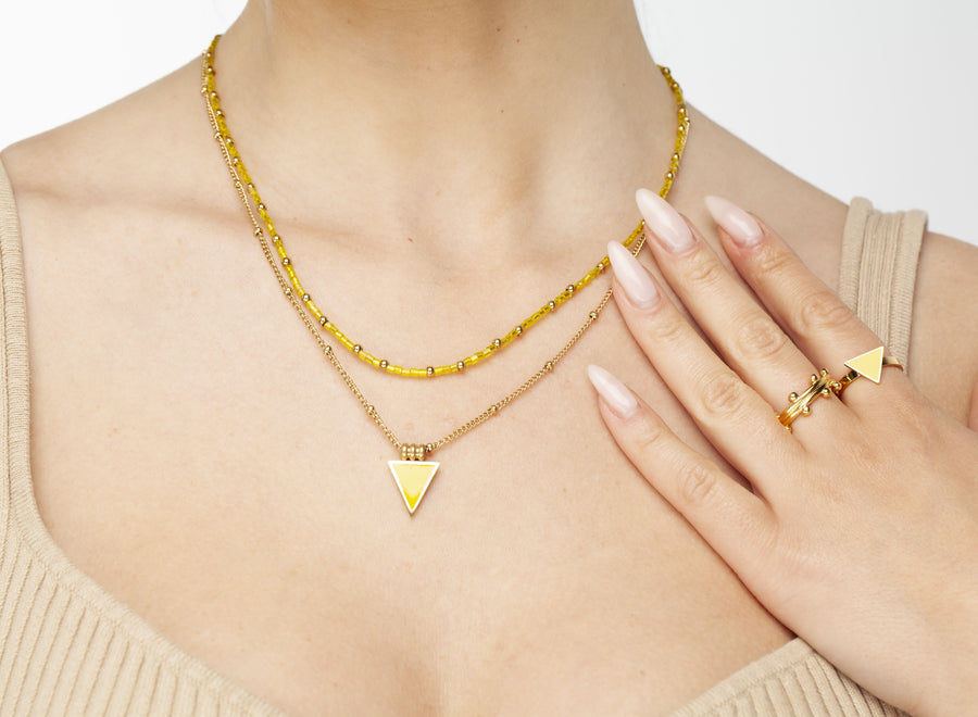 Happiness Yellow Triangle Ring Gold, [motivational and inspirational Jewellery], [beautiful Jewellery]