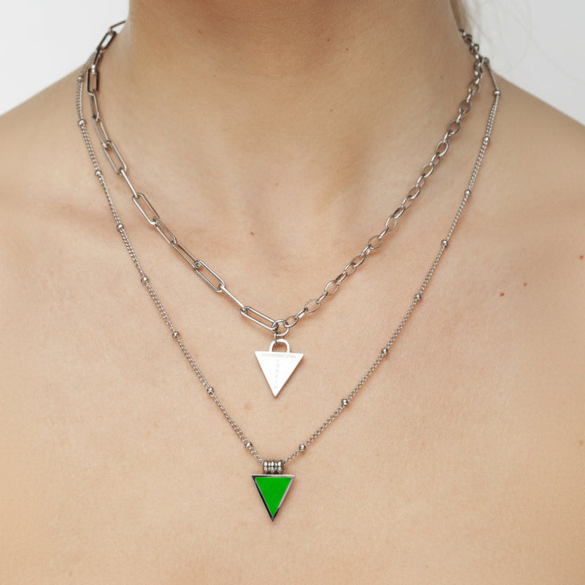 Affirmations Padlock Chunky Necklace Silver, [motivational and inspirational Jewellery], [beautiful Jewellery]