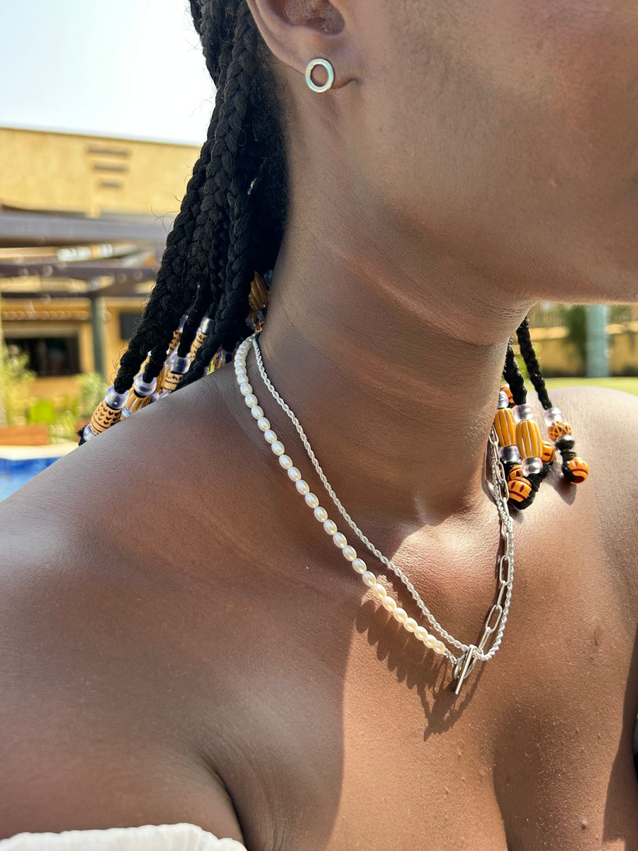 Pearl and Stainless Steel Necklace Silver, [motivational and inspirational Jewellery], [beautiful Jewellery]