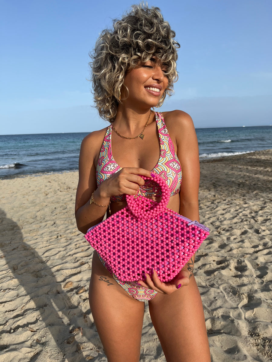 'WE FOUND LOVE' Handcrafted Pink Beaded Bag - Blanksn Jewellery-[motivational and inspirational Jewellery]- [beautiful Jewellery]