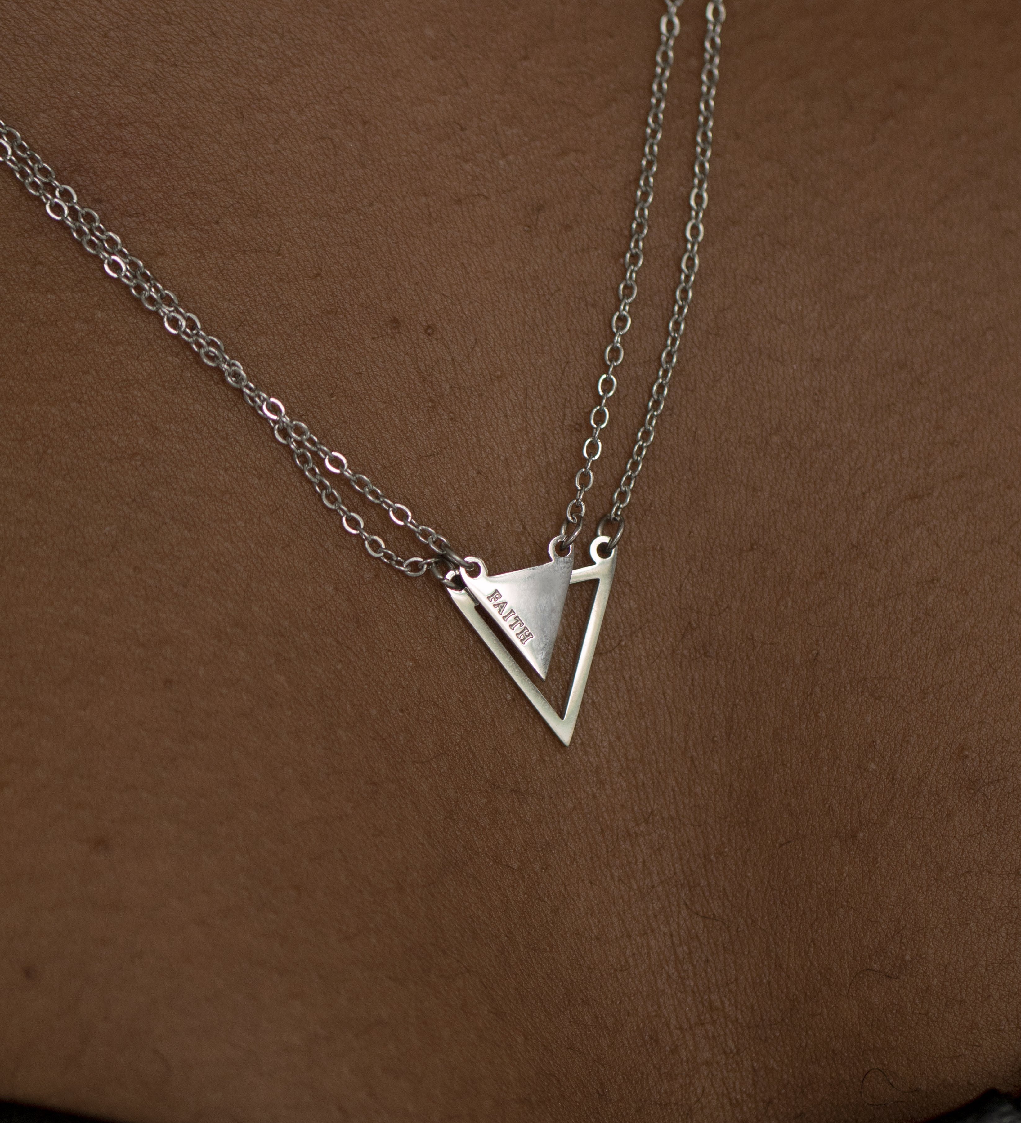 Faith Triangle Double Chain Necklace Silver | Inspirational Jewellery