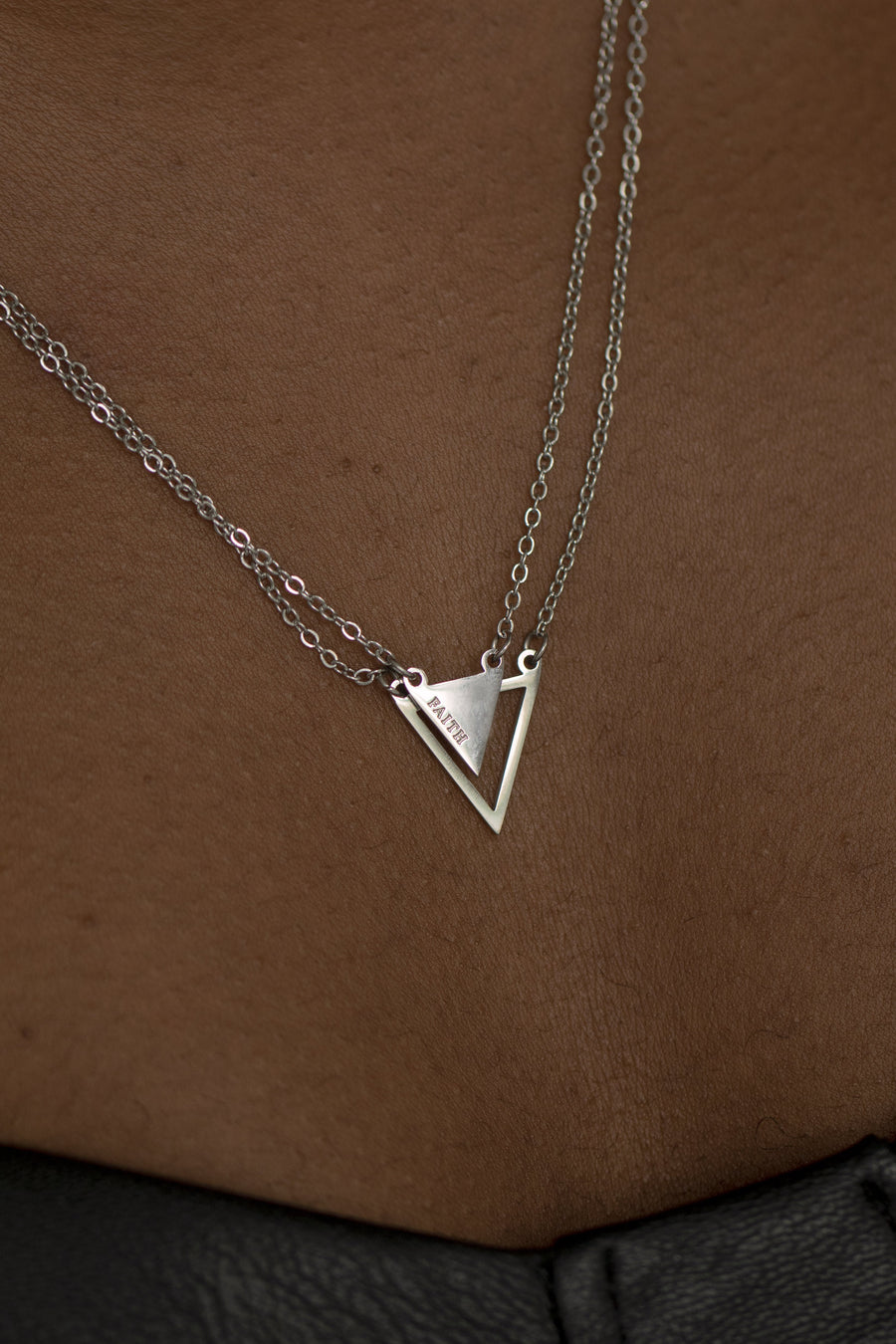 Faith Triangle Double Chain Necklace Silver | Inspirational Jewellery