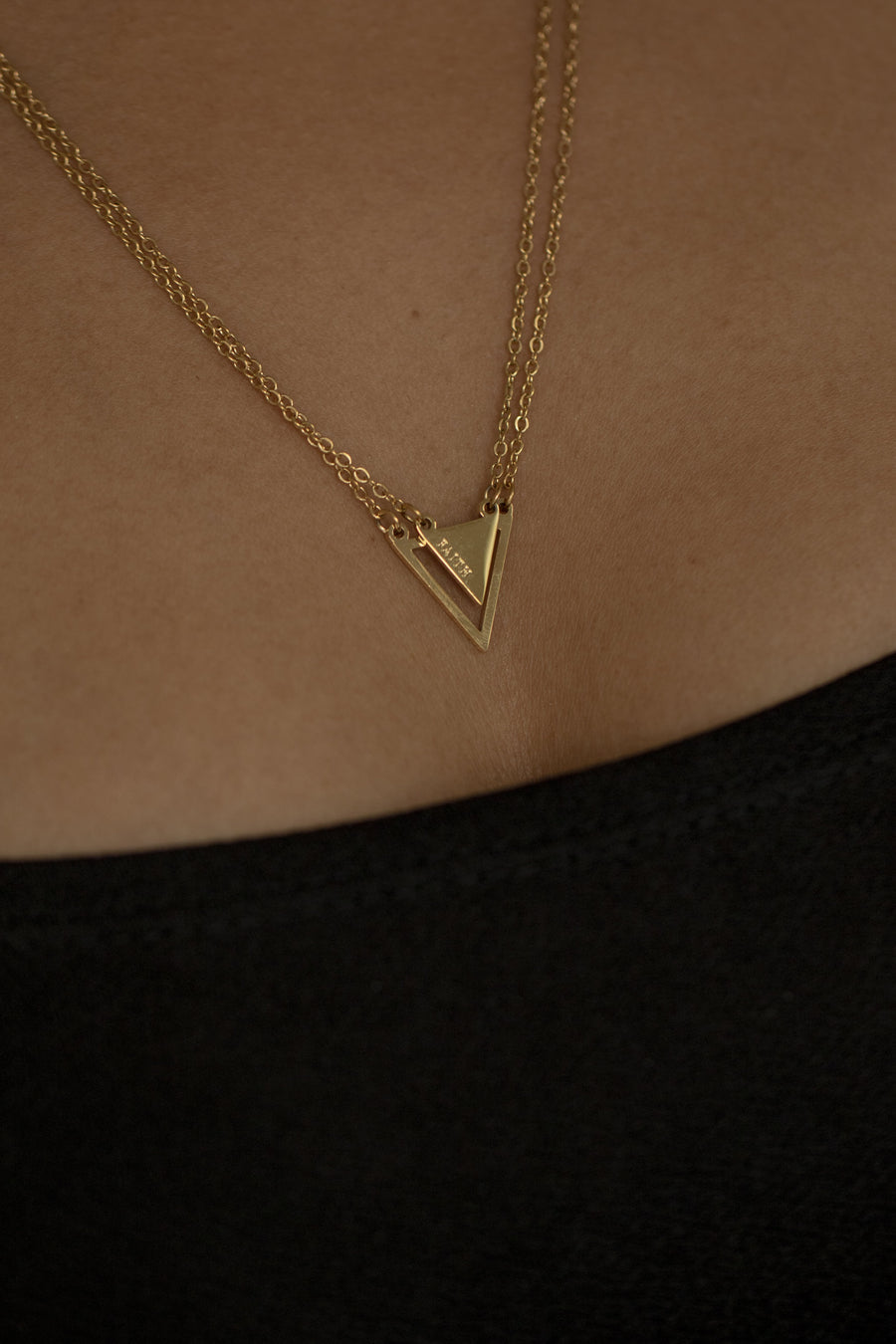 Faith Triangle Double Chain Necklace Gold | Inspirational Jewellery